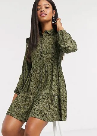 Свободное платье-рубашка со звериным принтом Stradivarius-Коричневый цвет