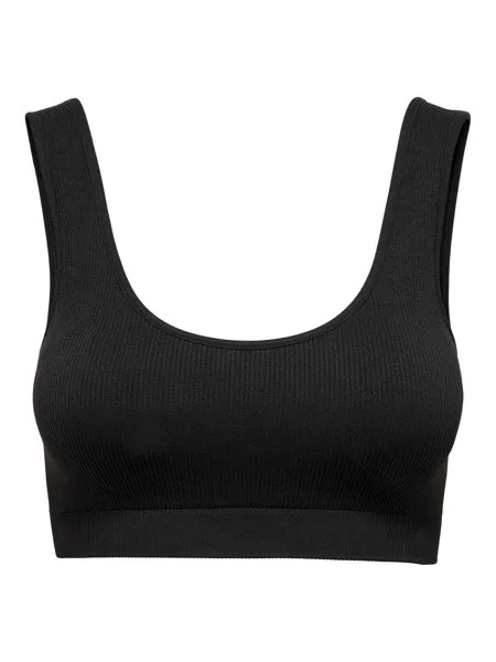 Бюстгальтер с косточками ONLY Bustier BH Soft Bra ohne Bügel Ripp Crop Top Basic ONLVICKYRIB, черный