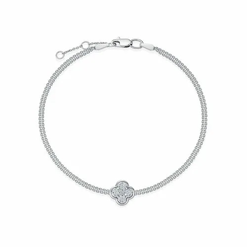 Браслет-цепочка Vesna jewelry, белое золото, 585 проба, родирование, бриллиант, длина 18.5 см.