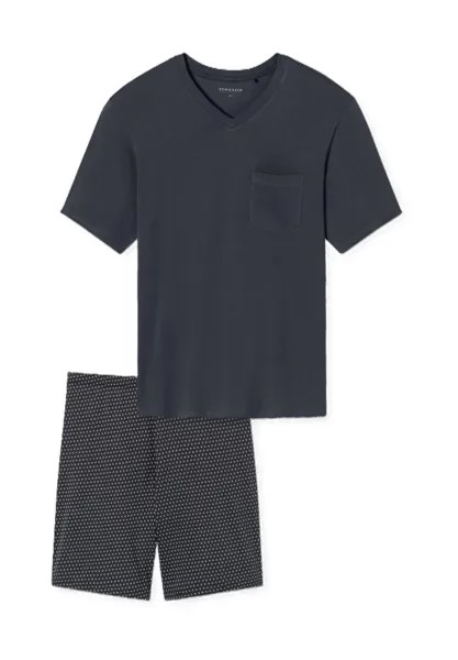Мужская короткая пижама Comfort Essentials с v-образным вырезом и нагрудным карманом SCHIESSER, цвет Kohle