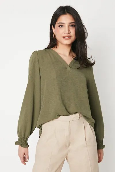 Блузка с присборенными манжетами Dorothy Perkins, хаки
