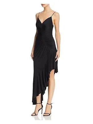 Женское черное вечернее платье длиной ниже колена на тонких бретельках JILL STUART 2