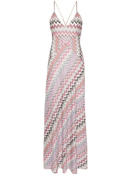 Missoni платье макси с узором зигзаг, розовый