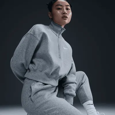 Толстовка Nike Sportswear Phoenix Fleece, цвет Dark Grey Heather/Sail
