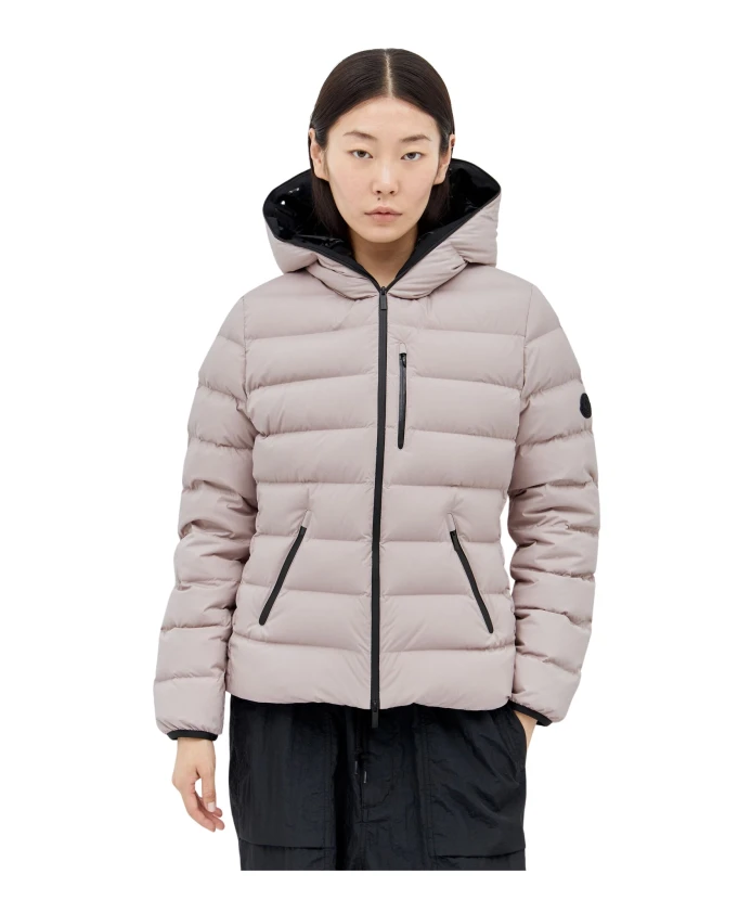 Короткий пуховик с карманами на молнии Moncler, розовый