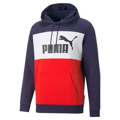 Puma Essentials+ Colorblock Pullover Hoodie Mens Blue Повседневная верхняя одежда 67016806