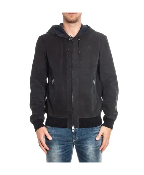 Классическая кожаная куртка Armani Jeans, синий