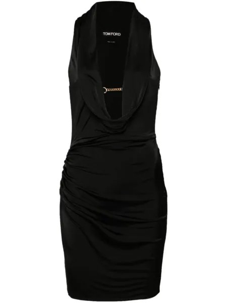 TOM FORD мини-платье с воротником-хомутиком, черный