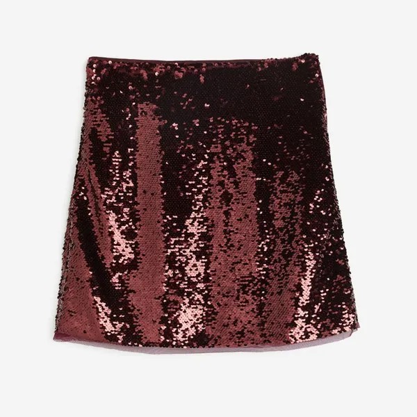 Юбка H&M Sequined Mini, темно-красный