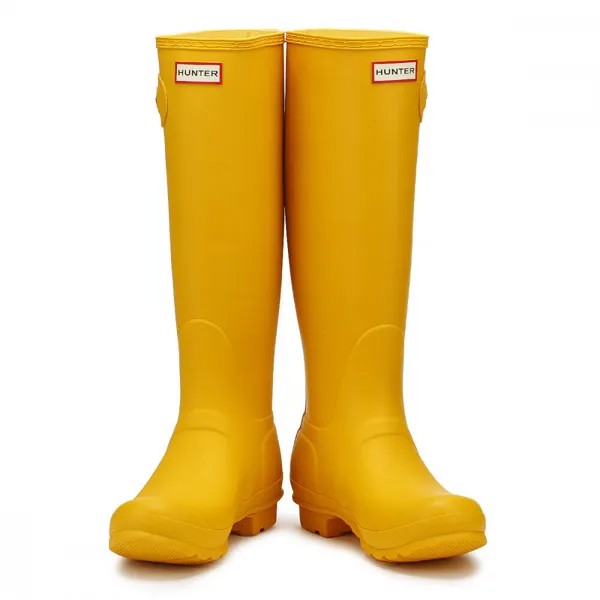 Женские оригинальные высокие непромокаемые сапоги Hunter, желтые водонепроницаемые сапоги до колена