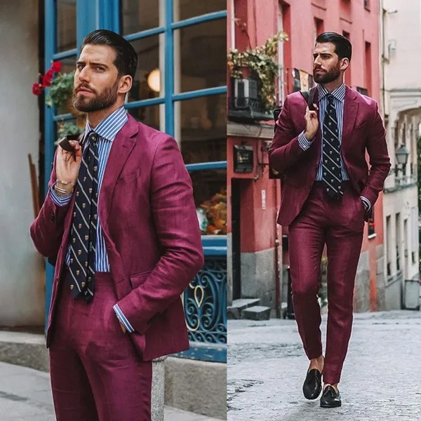 Красивые Горячие мужские смокинги Slim Fit на двух пуговицах одежда для жениха Свадебные костюмы формальный Выпускной вечерний деловой костюм Блейзер (пиджак + брюки)