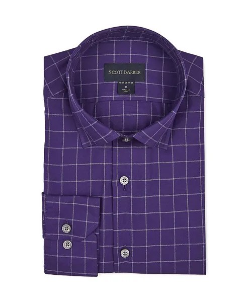 Мужская рубашка из тонкого твила с оконным стеклом Scott Barber, фиолетовый