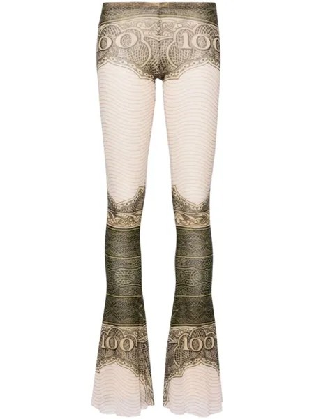 Зеленые расклешенные брюки из сетки Cartouche Jean Paul Gaultier, бежевый