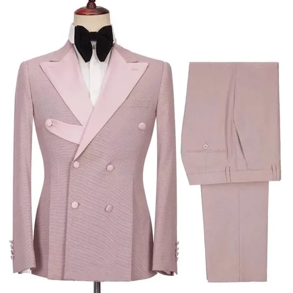 Новинка 2022, мужские костюмы специального дизайна розового цвета, Свадебный приталенный Блейзер, смокинг для жениха, мужской костюм для выпу...