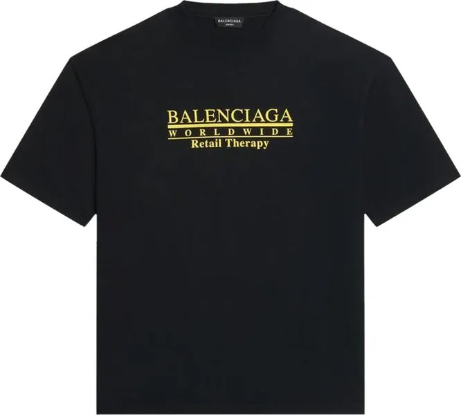 Футболка Balenciaga Retail Therapy Medium Fit T-Shirt 'Black/Yellow', разноцветный