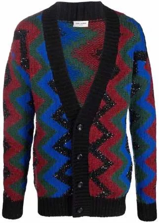 Saint Laurent жаккардовый кардиган с пайетками