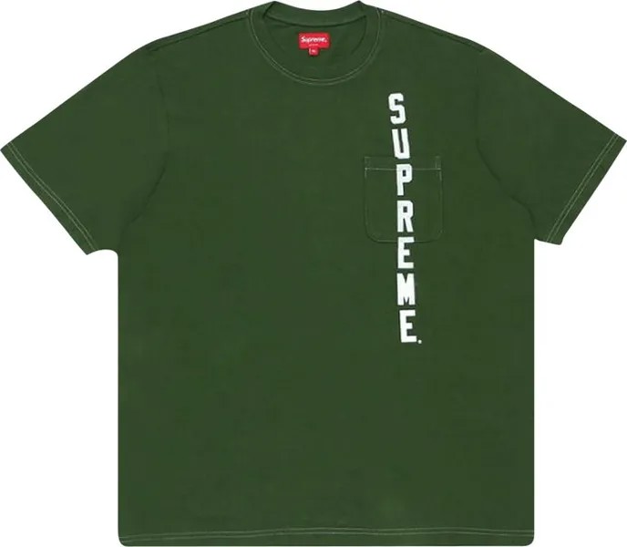 Футболка Supreme Contrast Stitch Pocket Tee 'Green', зеленый