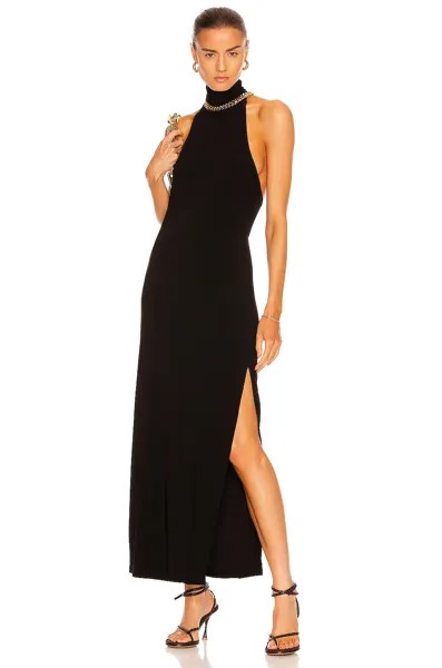 Платье Norma Kamali Halter Turtleneck Side Slit Gown, черный