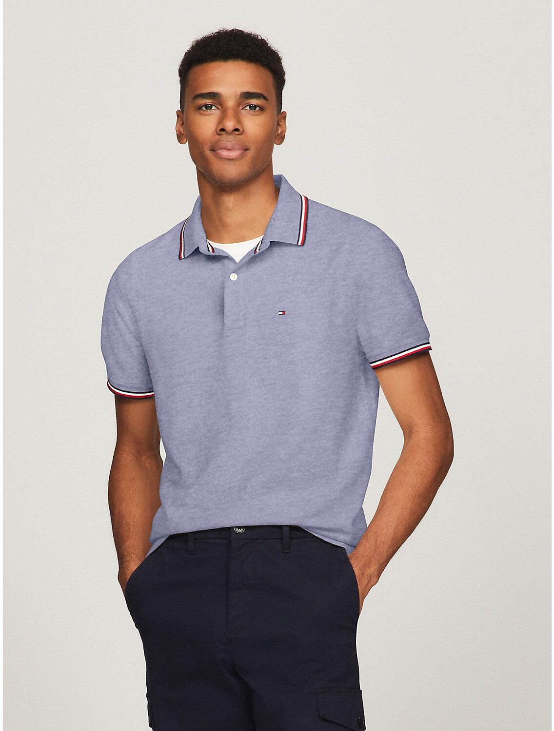 Мужская футболка-поло обычного кроя Tommy Hilfiger Tommy Wicking, цвет Medium Blue Heather