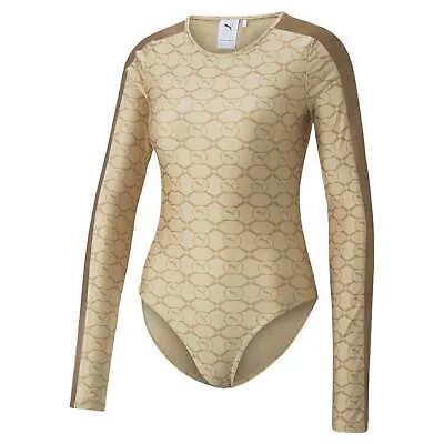 Женское бежевое боди с круглым вырезом и длинными рукавами Puma Luxe Sport T7 53697367