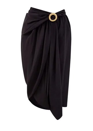 Шелковая юбка асимметричного кроя с золотистой пряжкой