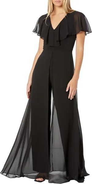 Комбинезон Adrianna Papell Stretch Jersey Jumpsuit with Chiffon Overlay, черный