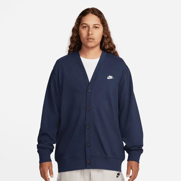 Кардиган Club Fleece Fairway Cardigan NIKE, цвет midnight navy/white