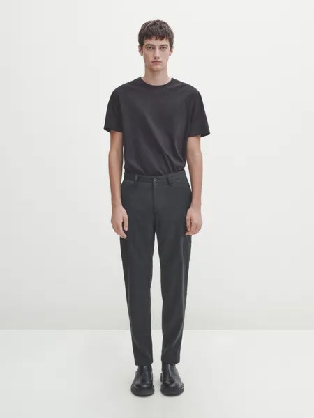 Футболка из мерцеризового хлопка с коротким рукавом Massimo Dutti, темно-синий
