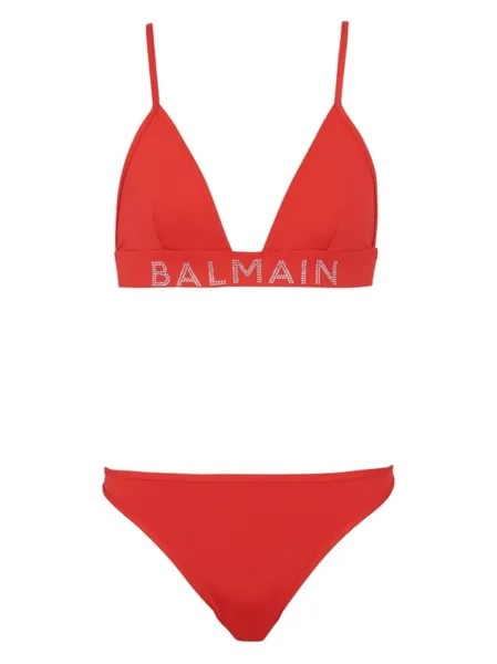 Balmain бикини с логотипом, красный
