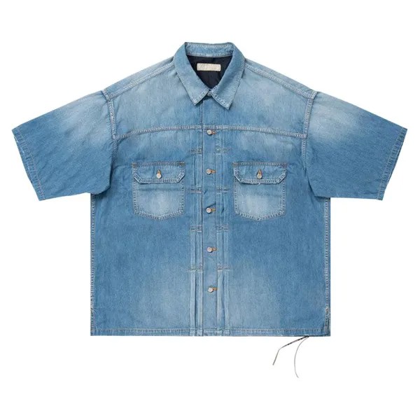 Рубашка Mastermind World 2nd Short-Sleeve Denim Shirt, синий