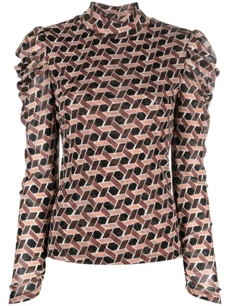 Diane Von Furstenberg блузка Remy с геометричным принтом, коричневый