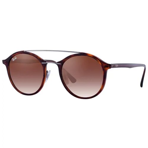 Солнцезащитные очки Ray-Ban, круглые, оправа: пластик, градиентные, с защитой от УФ, коричневый