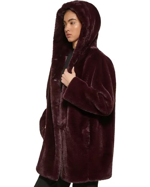 Куртка DKNY Faux Fur Hooded Jacket, цвет Deep Plum