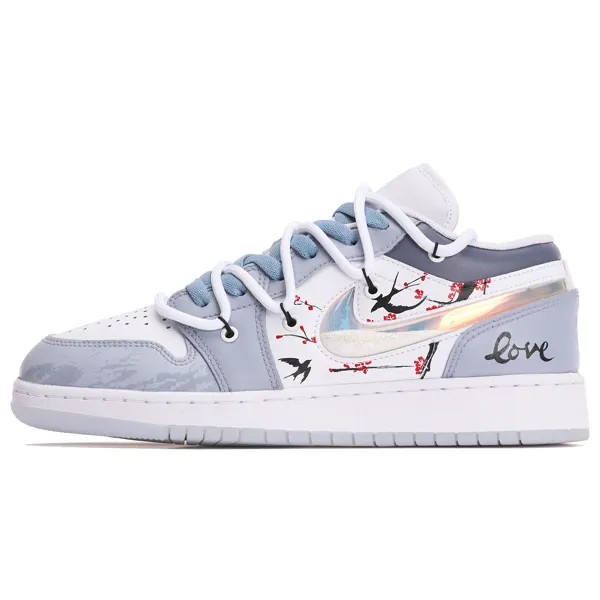 Кроссовки Air Jordan 1 Vintage Basketball Shoes Women's Low-top Grey/white, серый/белый