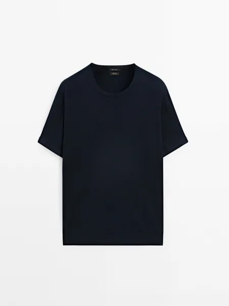 Футболка с короткими рукавами из 100% хлопка Massimo Dutti, синий