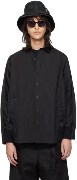 Черная рубашка со вставками Sacai