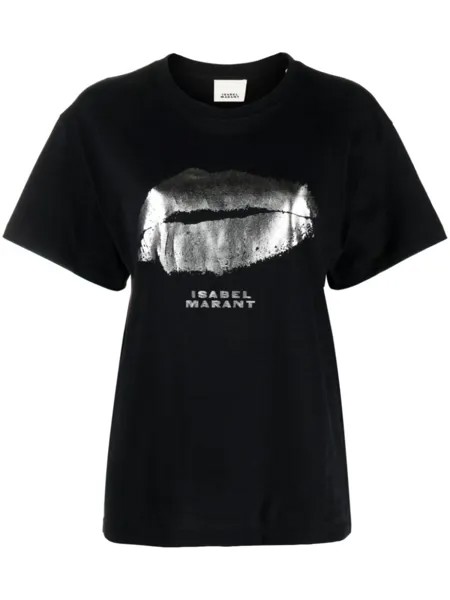 ISABEL MARANT футболка из органического хлопка с логотипом, черный