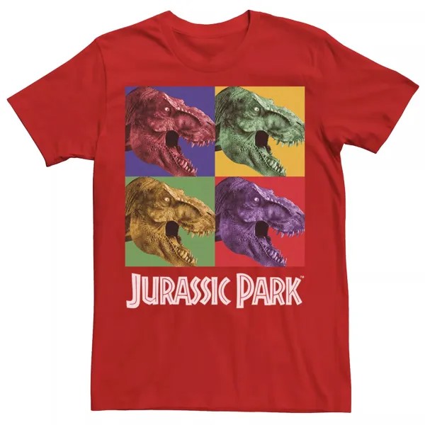 Мужская футболка в стиле поп-арт с оригинальными квадратами «Парк Юрского периода» в стиле «Дино» Jurassic World, красный