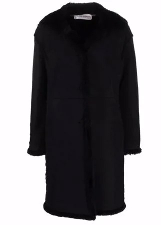 Pierre Cardin Pre-Owned однобортное пальто с подкладкой из овчины