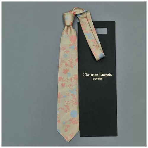 Нестандартный галстук бледно-зелено-кораллового оттенков Christian Lacroix 836468