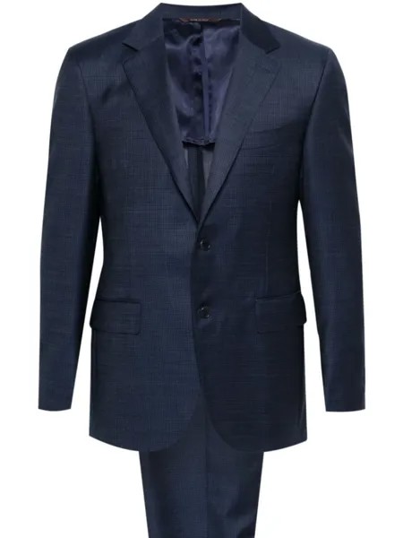 Canali клетчатый костюм с однобортным пиджаком, синий