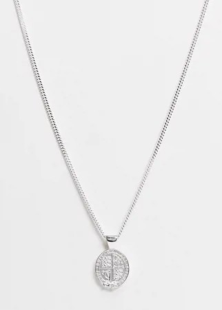 Ожерелье из стерлингового серебра с подвеской-медальоном в виде герба Chained & Able-Серебристый