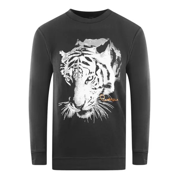 Черная толстовка с логотипом в виде тигра Cavalli Class, черный
