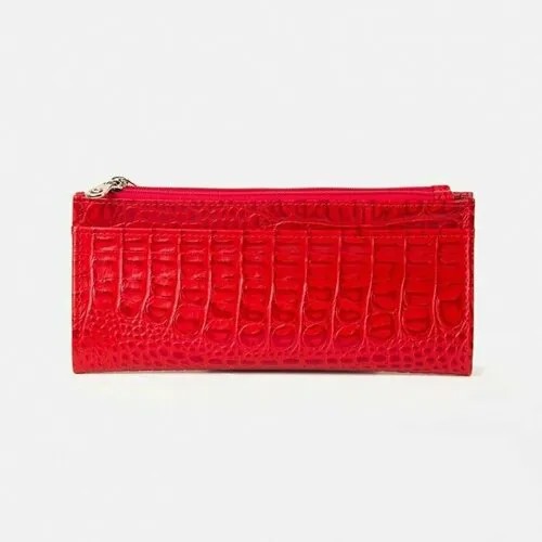 Кошелек Caiman, натуральная кожа, на молнии, красный