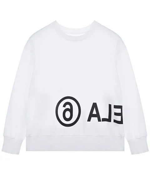 Белый свитшот с зеркальным логотипом MM6 Maison Margiela детский