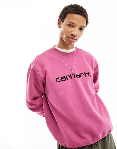 Розовый свитшот с надписью Carhartt WIP