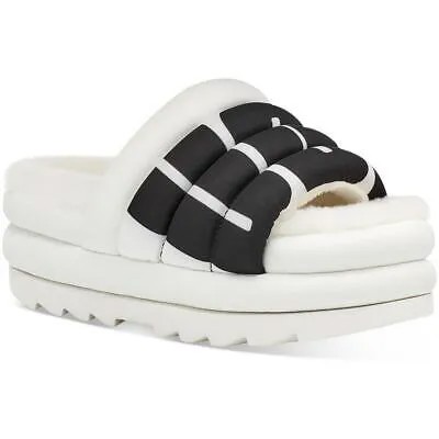Ugg Womens Maxi Slide White Logo Slide Sandals Shoes 10 Medium (B,M) BHFO 1007