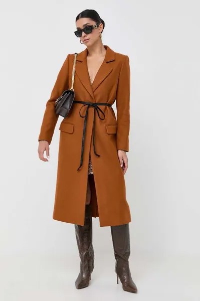 Шерстяное пальто Twinset, коричневый