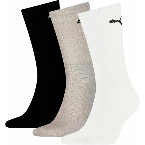 Носки PUMA, комплект, 3 пары, размер 4346, серый