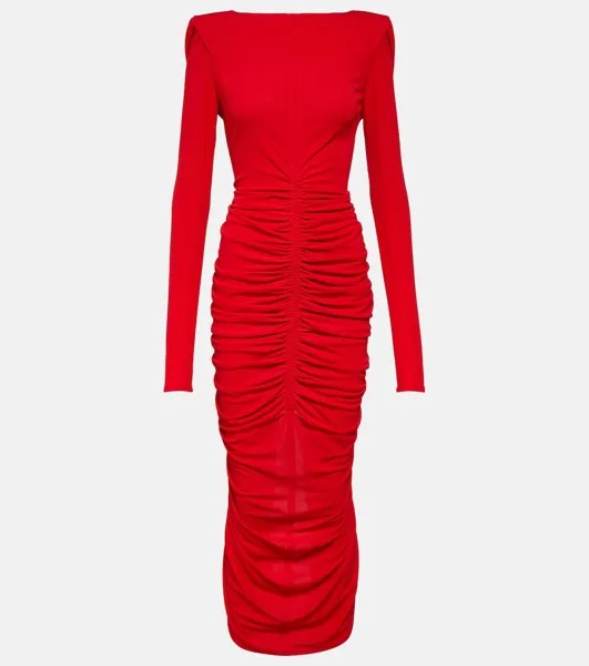 Платье миди из крепа со сборками Givenchy, красный